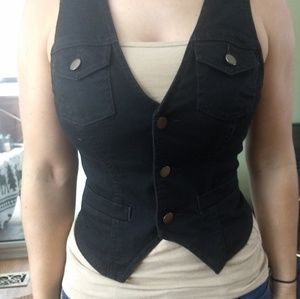 Black denim vest
